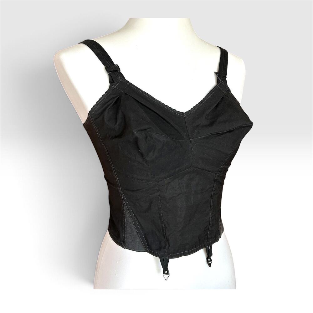 Vintage 50s Do-All Longline Bullet Bra 34C Black